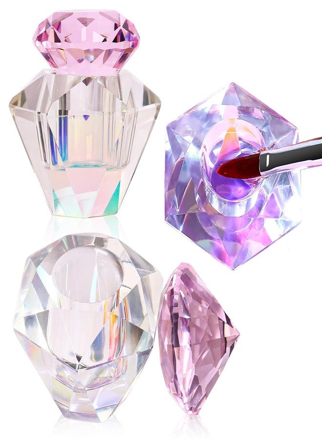 MAJOR DIJIT Nail Dappen Dish with Lid Diamond Styling Design Crystal Glass Monomer Dampen Dish Holder for Nail Acrylic Liquid & Powder (6) - Image 1